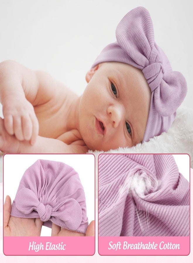 Velmitten 10 Pcs Preemie Hats Cotton Preemie Caps Bows Turban Premature Baby Boys Girls Hospital NICU Hat (Rabbit Ear Style) Black and White - Image 5